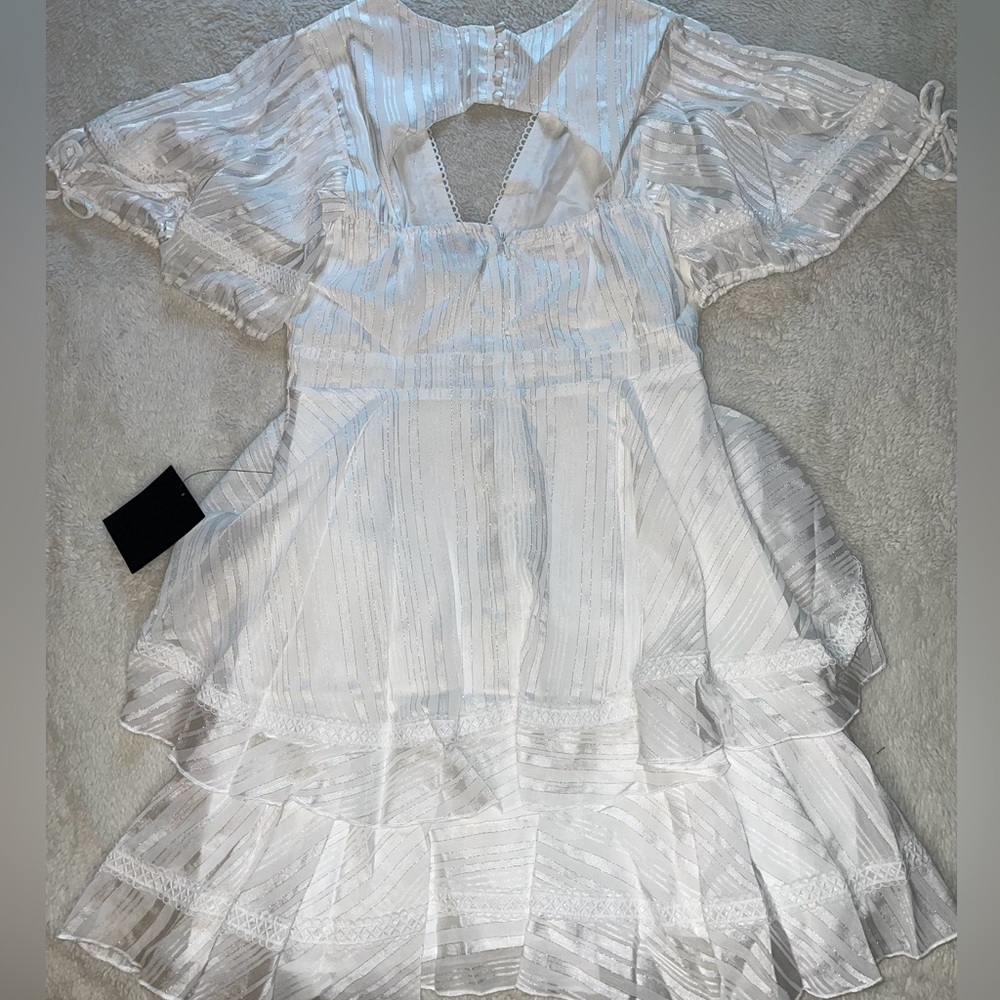 Lulus Adorable Essence White Striped Puff Sleeve Mini Dress - Picture 3 of 10